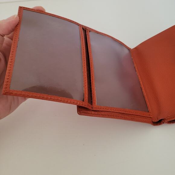 Etro Modern Brick Red Medium Leather Wallet Compact Logo Italian Bifold Solid - Picture 4 of 15